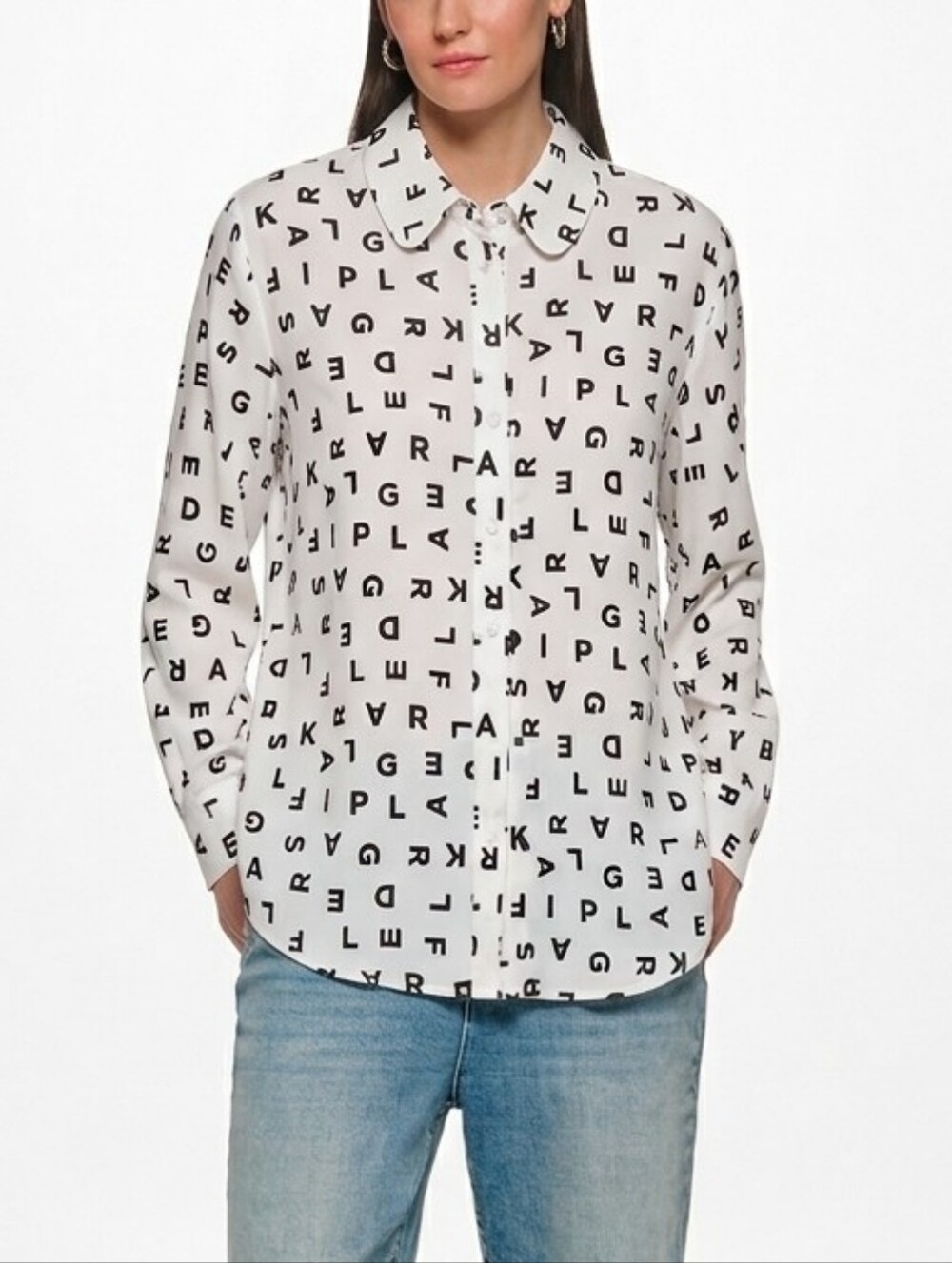 Karl Lagerfeld Paris Monogram Alphabet Button-Down Shirt
